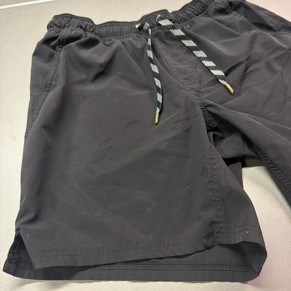 George Black Swim Trunks Men's Size M (32-34) Lined Drawstring Stretch Shorts